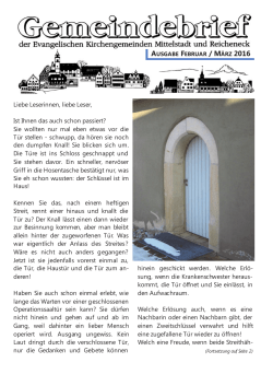 Gemeindebrief Februar/März - Evangelische Kirchengemeinde