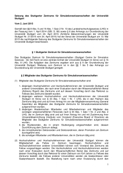 Satzung des Stuttgarter Zentrums für Simulationswissenschaften der