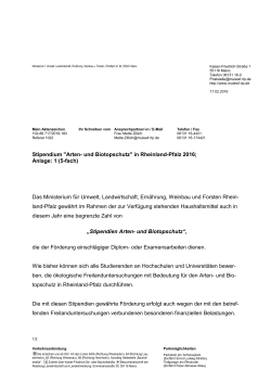Stipendium "Arten- und Biotopschutz" in Rheinland
