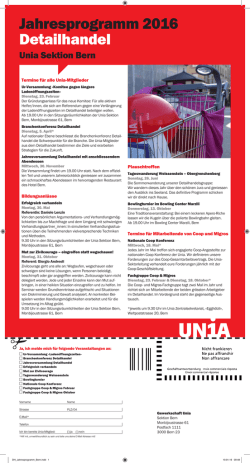 Jahresprogramm Detailhandel Unia Sektion Bern 2016 - Unia