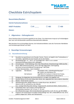 Checkliste Estrichsystem