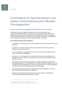 Grunds&auml;tze im Spendenwesen von obvita Ostschweizerischer
