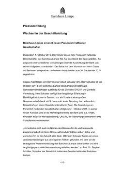 Wechsel in der Gesch&auml;ftsleitung
