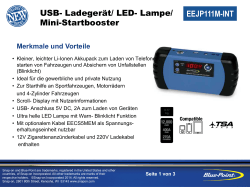 USB- Ladegerät/ LED- Lampe/ Mini-Startbooster EEJP111M-INT