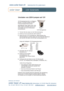 Anleitung zum Umr&uuml;sten von 230V Lampen auf 12V - solar
