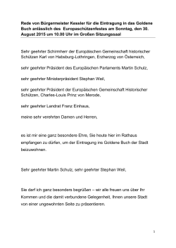 Rede von Bürgermeister Kessler für die Eintragung in das Goldene