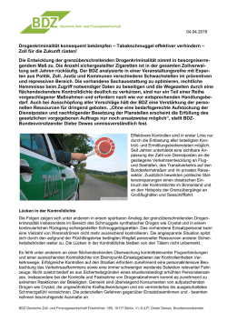 Drogenkriminalit&auml;t konsequent bek&auml;mpfen &ndash; Tabakschmuggel