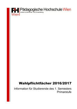 Wahlpflichtfächer - Pädagogische Hochschule Wien