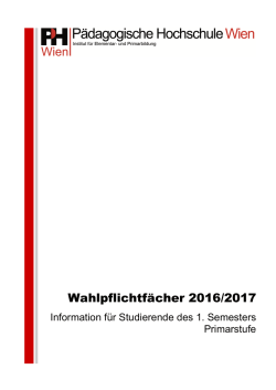 Wahlpflichtf&auml;cher - P&auml;dagogische Hochschule Wien