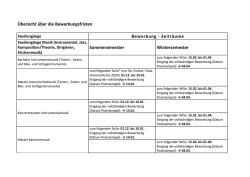 Übersicht über die Bewerbungsfristen Bewerbung