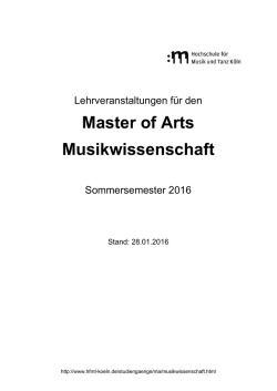 Lehrveranstaltungen MA Musikwissenschaft (SoSe 2016)