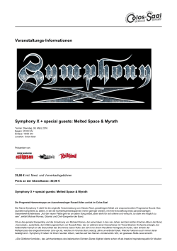 Symphony X + special guests: Melted Space & Myrath - Colos-Saal