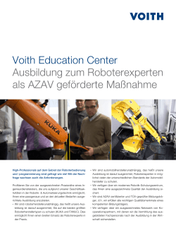 Voith Education Center Ausbildung zum Roboterexperten als AZAV
