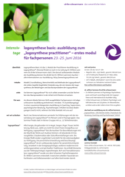 intensiv- tage logosynthese basic: ausbildung zum &bdquo;logosynthese