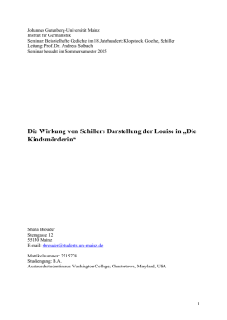Die Wirkung von Schillers Darstellung der Louise in &bdquo;Die