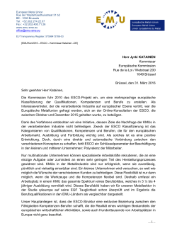 Herr Jyrki KATAINEN Kommissar Europ&auml;ische Kommission Rue de