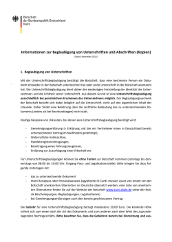 Informationen zur Beglaubigung von Unterschriften und Abschriften