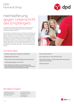 Heimlieferung gegen Unterschrift des Empf&auml;ngers