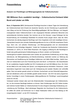 Pressemitteilung zu Flüchtlingskursen