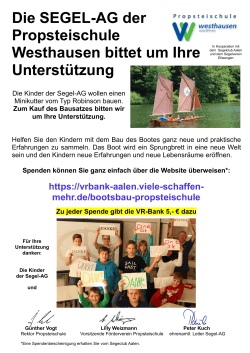 Die SEGEL-AG der Propsteischule Westhausen bittet um Ihre