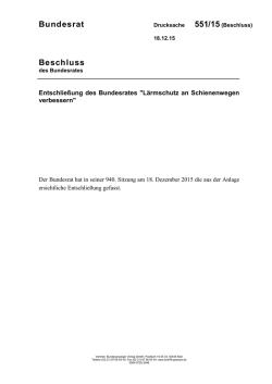 Entschließung des Bundesrates "Lärmschutz an Schienenwegen