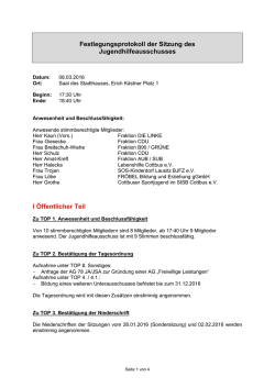 Festlegungsprotokoll der Sitzung des