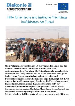 Hilfe f&uuml;r syrische und irakische Fl&uuml;chtlinge im S&uuml;dosten der T&uuml;rkei