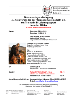 Dressur-Jugendlehrgang mit Trainerin B Leistungssport Jennifer