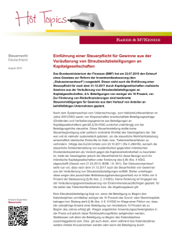 Einf&uuml;hrung einer Steuerpflicht f&uuml;r Gewinne aus der Ver&auml;u&szlig;erung