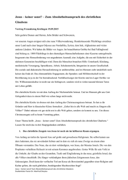 Jesus &ndash; keiner sonst? - Geistliches R&uuml;stzentrum Krelingen