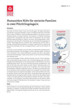 Humanit&auml;re Hilfe f&uuml;r syrische Familien in zwei Fl&uuml;chtlingslagern