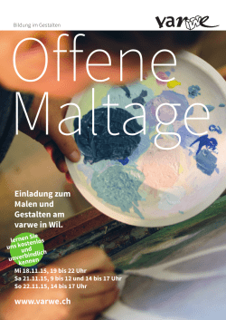 Einladung zum Malen und Gestalten am varwe in Wil. www.varwe.ch