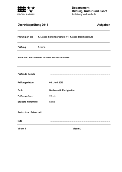 Übertrittsprüfung 2015 Mathematik Fertigkeiten