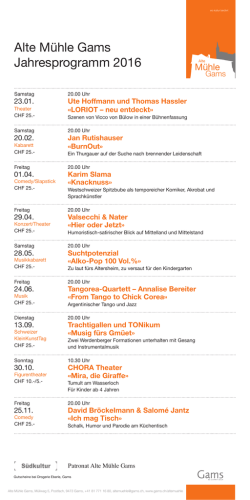 Jahresprogramm 2016