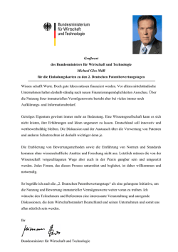 Gru&szlig;wort des Bundesministers f&uuml;r Wirtschaft und Technologie