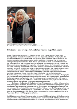Hilla Becher &ndash; eine unvergesslich gro&szlig;artige Frau und kluge