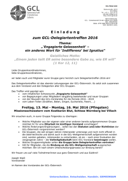 E inladung zum GCL-Delegiertentreffen 2016