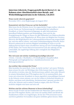 Interview Lifecircle, Fragen gestellt durch Herrn SZ im Rahmen einer