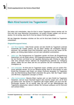 Merkblatt f&uuml;r Eltern - Mein Kind kommt ins Tagesheim