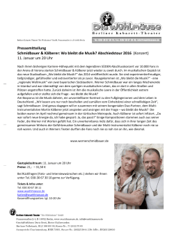 Pressemitteilung Schmidbauer & Kälberer: Wo bleibt die Musik