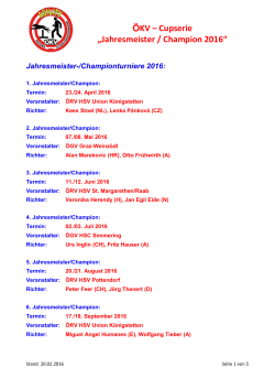 ÖKV – Cupserie „Jahresmeister / Champion 2016“