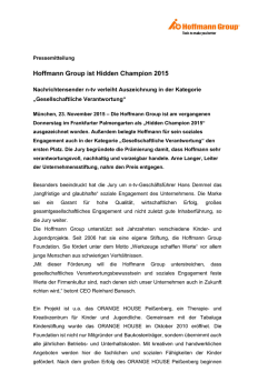 Hoffmann Group ist Hidden Champion 2015