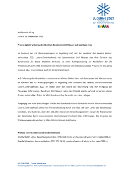 Medienmitteilung Luzern, 19. Dezember 2015 Projekt