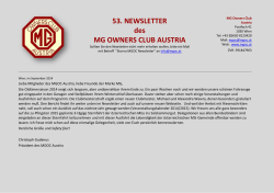 53. NEWSLETTER des MG OWNERS CLUB AUSTRIA