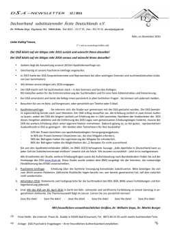 DS&Auml; Newsletter Dezember 2015