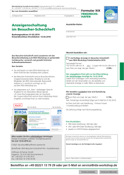 Anzeigenschaltung im Besucher-Scheckheft - RDA
