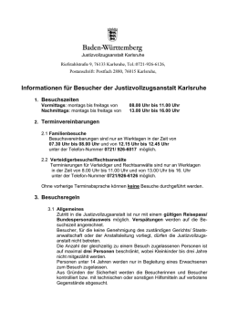 INFO f&uuml;r Besucher der JVA Karlsruhe