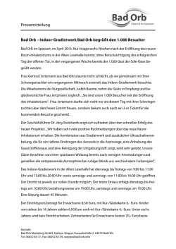 Indoor-Gradierwerk Bad Orb begr&uuml;&szlig;t den 1.000 Besucher