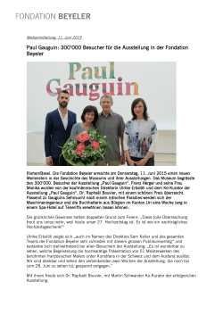 Paul Gauguin: 300ʼ000 Besucher für die Ausstellung in der