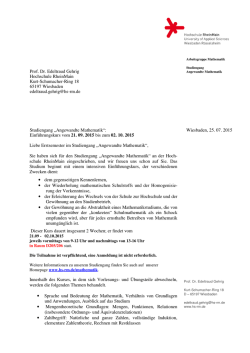 Informationen zum Einf&uuml;hrungskurs